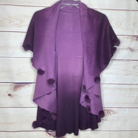 Sweaters - Purple Ombré Cascading Front Cardigan